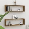 815906 vidaXL Cube Wall Shelves 2 Pcs Smoked Oak 100x15x30 Cm