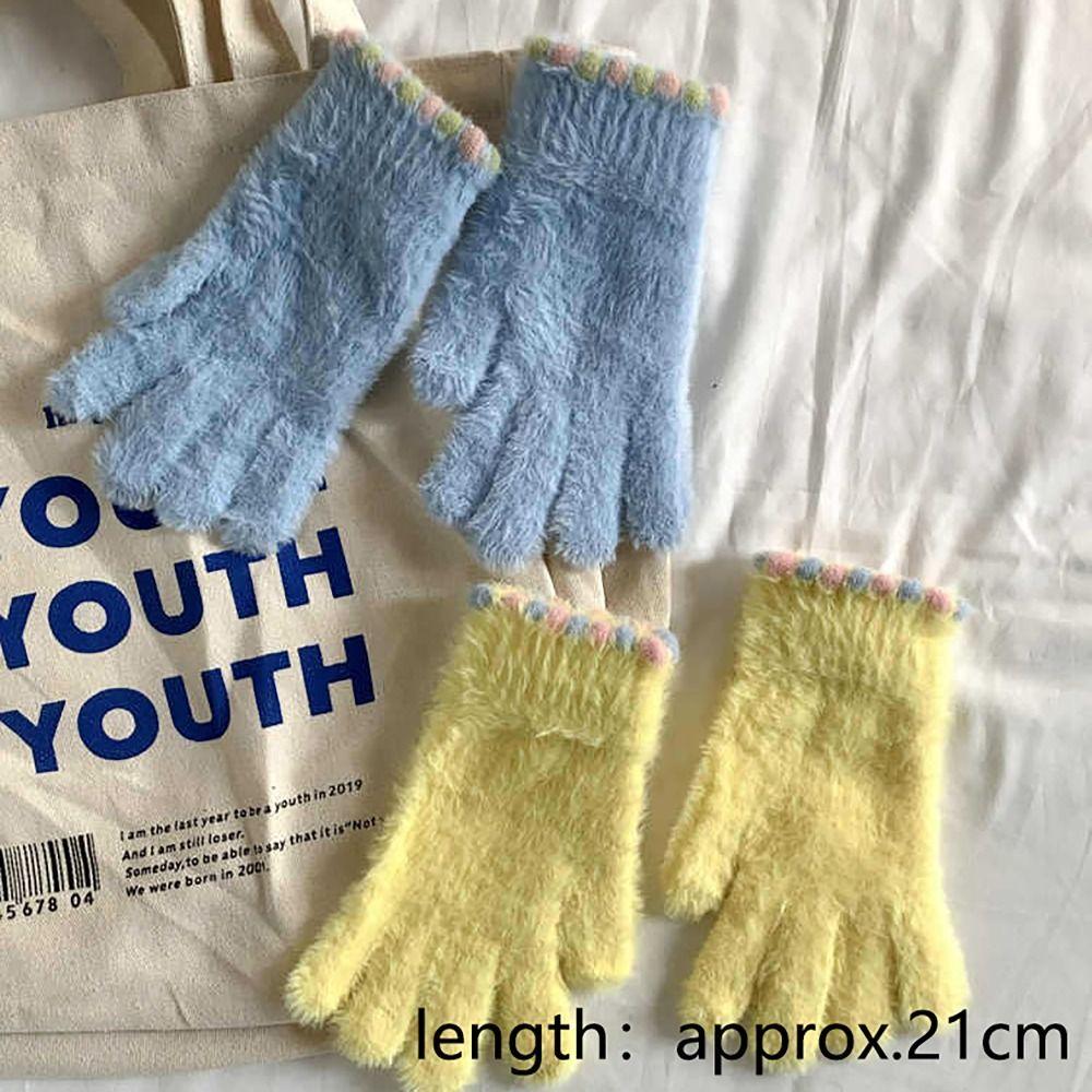 Elastic Fleece Women's Gloves Korean Style Ski Mittens Mink Velvet Gloves For Girls Winter