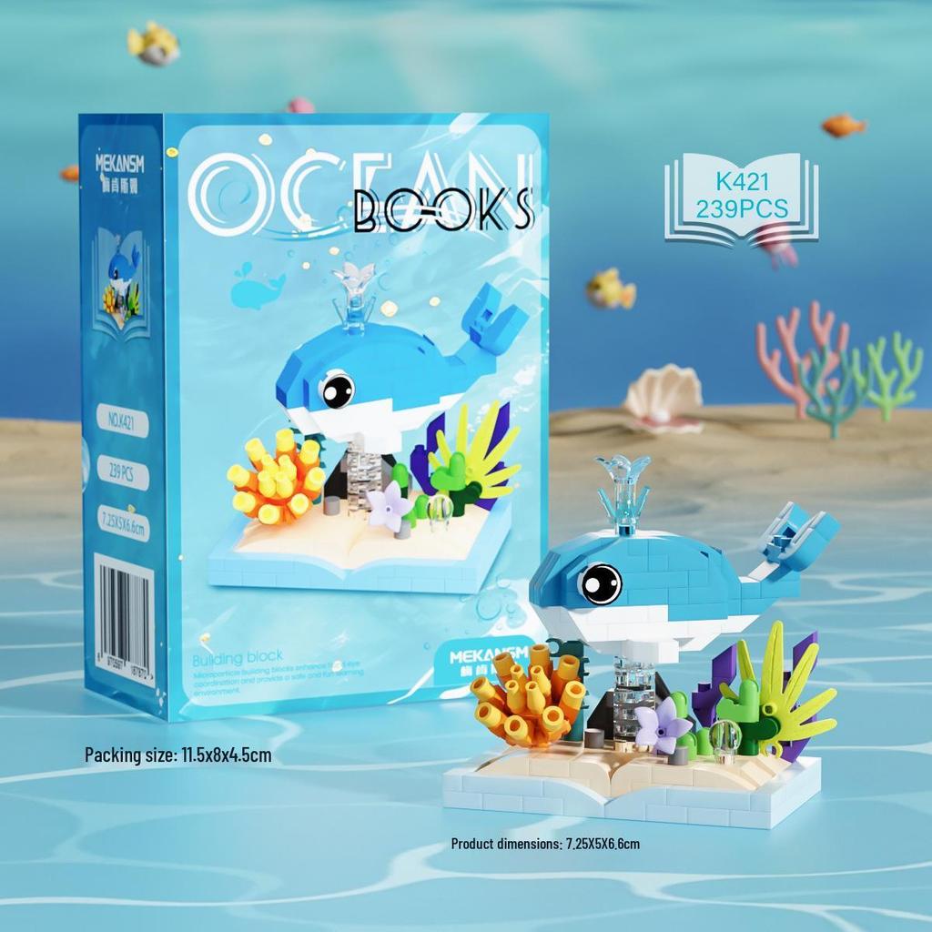 Совместимо с Lechaochao Lechuang Shark Model Marine Life Building Blocks Toy для детей