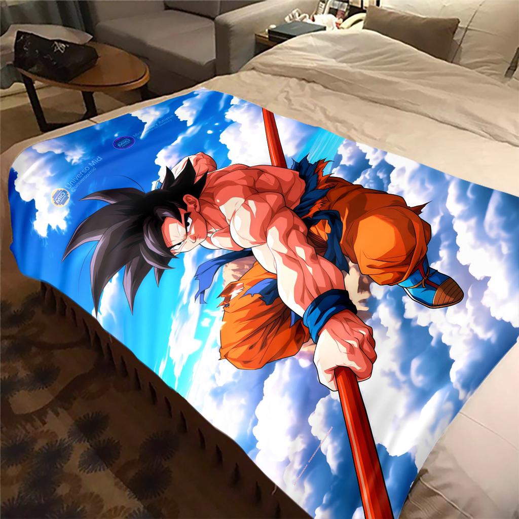 1 шт. Фланелевое одеяло с принтом Сон Гоку, Высокое качество, Для всех сезонов, Декор для дома, Тепло и уют, Идеально для рождественских подарков