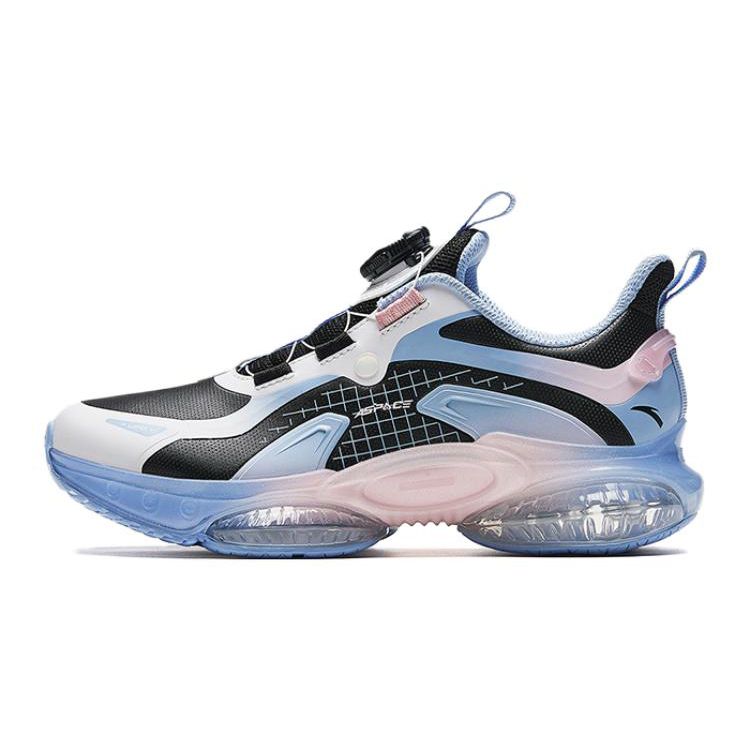 Anta Kids UFO 5.0 Leather Non-Slip Wear-Resistant Low-Top Running Shoes Kids Running Shoes Black White Blue 322335588N-3