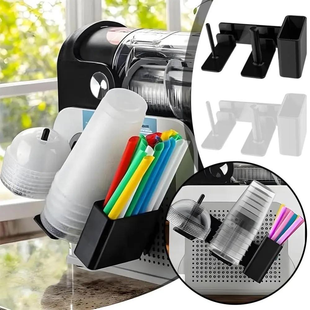 Side-Mounted Cup Organizer Rack with Straw Slot Disposable Cup Dispense Counter Top Bar