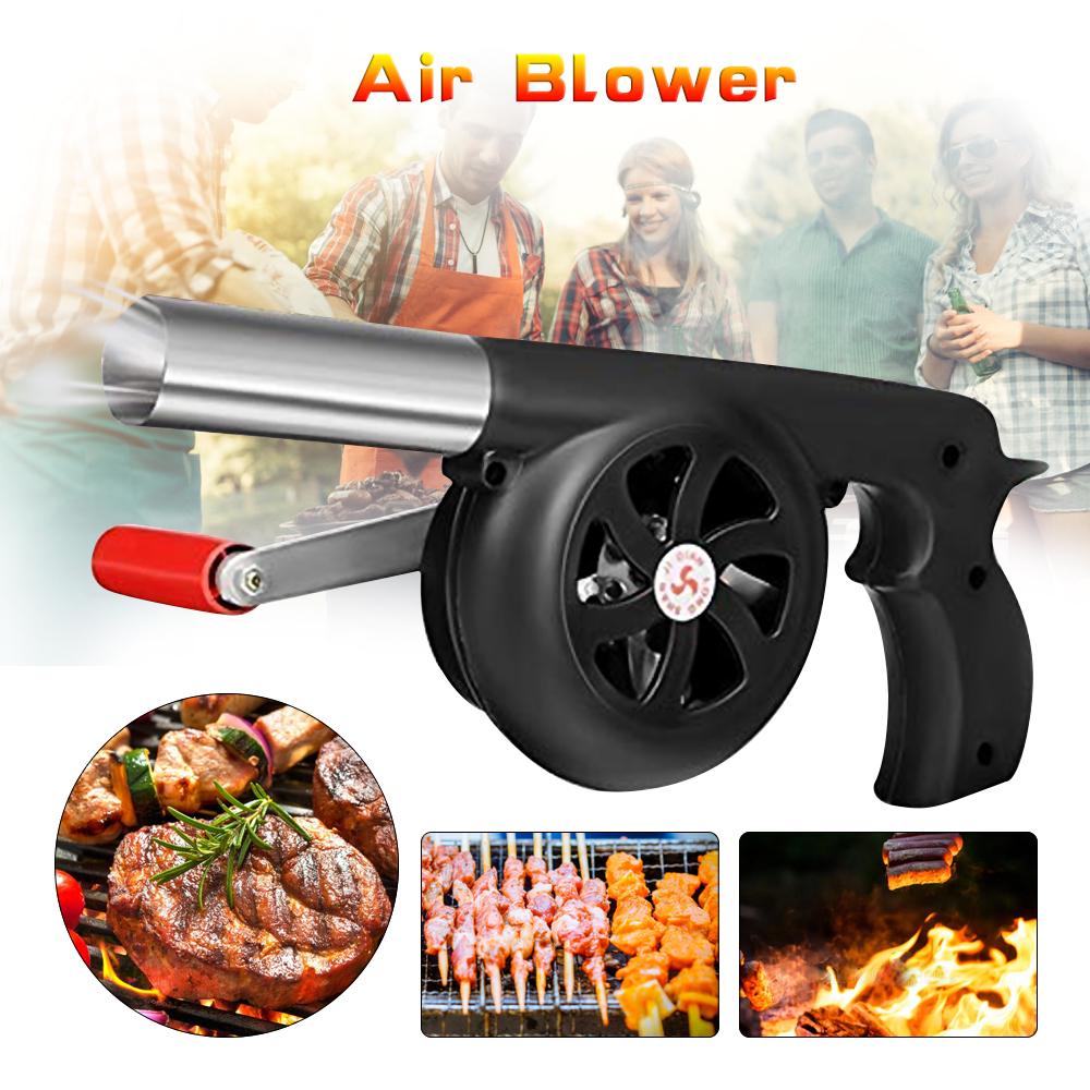 Outdoor Cooking BBQ Fan Air Blower Hand Crank Fan Air Blower Grill Picnic Camping Stove Accessories