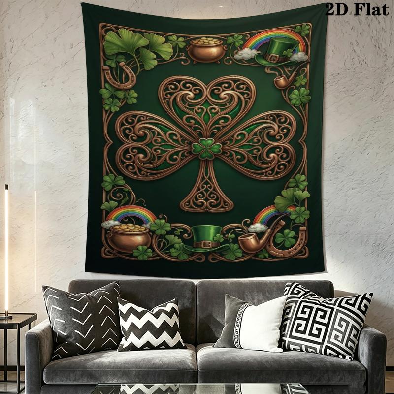 St.Patrick's Day Wall Tapestry Aesthetic Wall Hanging Printed Fabric Blanket Decorative Tapestries for Bedroom Living Room Home Decor