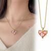 Ladies Necklace Shining Geometric Shape Charming Wear-Resistant Dress Up Hypoallergenic Pink Heart