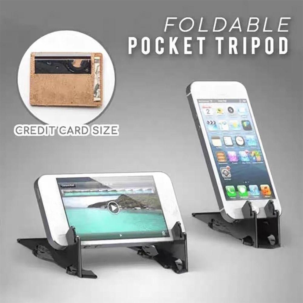 Black Portable Card Phone Holder Desk Accessories Foldable Phone Holder  Mobile Phone