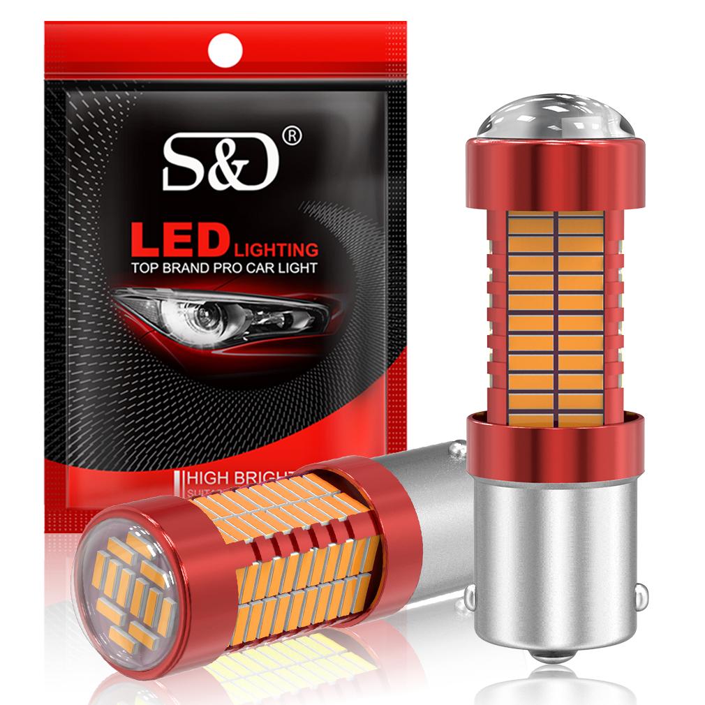 2Pcs 1156 BA15S BAU15S 1157 BAY15D P21W P21/5W PY21W 108SMD 4014 Car Led Turn Signal Lights Brake Tail Lamp Auto Rear Reverse Bulbs White Red Yellow