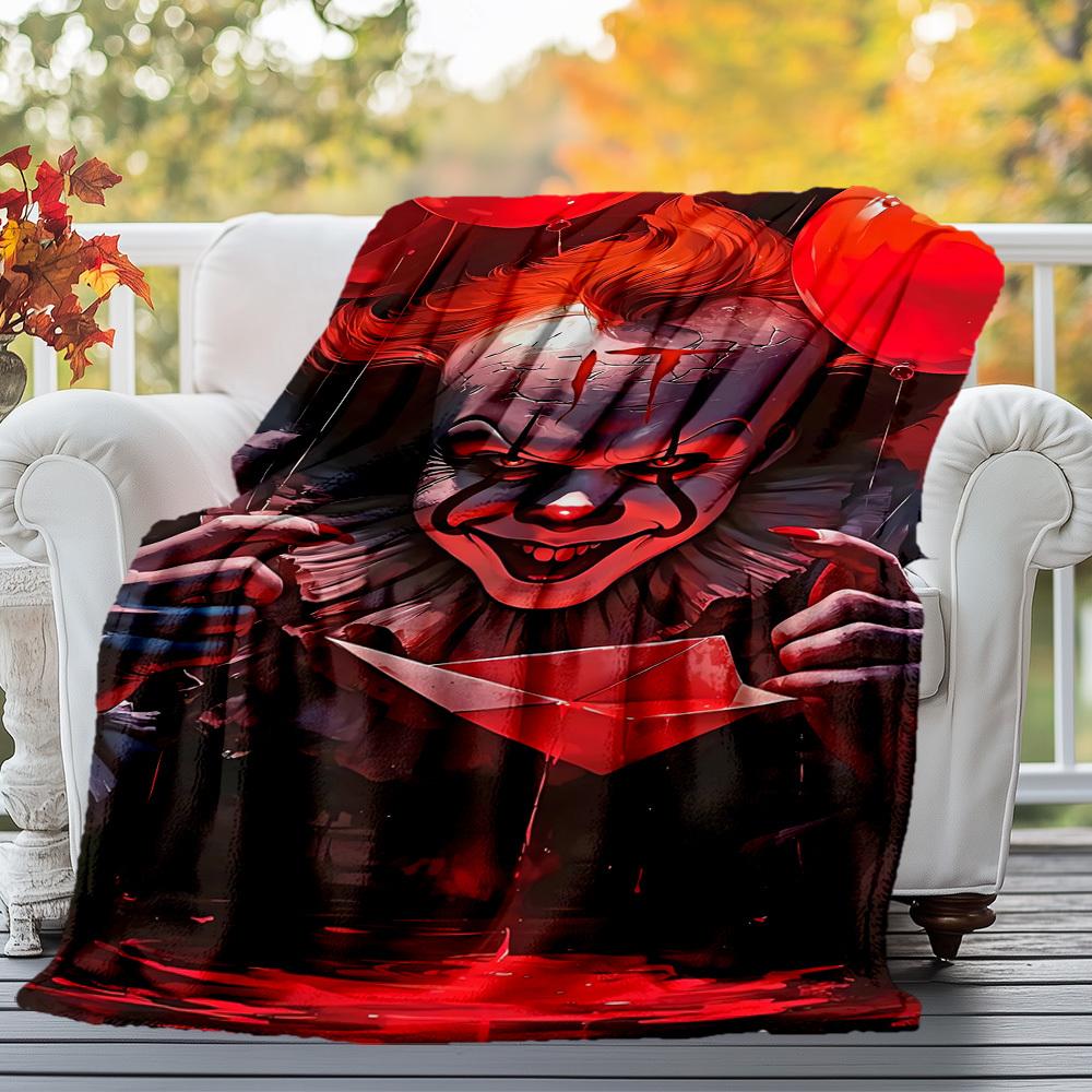 clown, balloons, blood - Throw Blanket, Soft Bedding Cover, Flannel Blankets, Living Room, Travel, Camping,All Seasons Use06