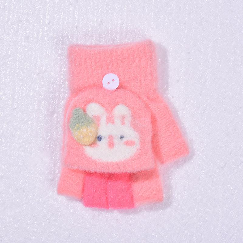 Студенческие зимние теплые перчатки с открытыми пальцами, флисовые утолщенные мужские и женские перчатки для письма, мультяшные милые вязаные перчатки без пальцев с откидным верхом