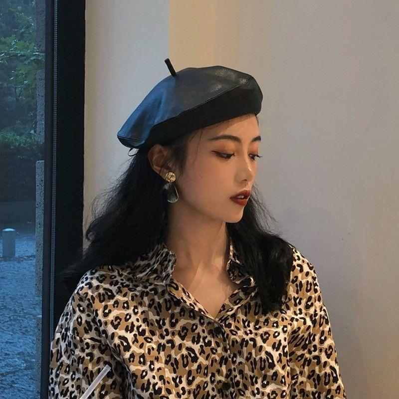 Европейский и американский стиль британский ретро кожаный берет шикарный женский повседневный универсальный шляпа художника литературная шляпа прилив