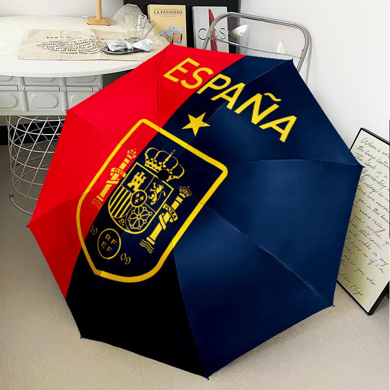 1PC Spain's Royal Emblem Printed Umbrella Folding umbrella, automatic umbrella 8-Frame for Travel, camping Fan gifts Christmas Gifts