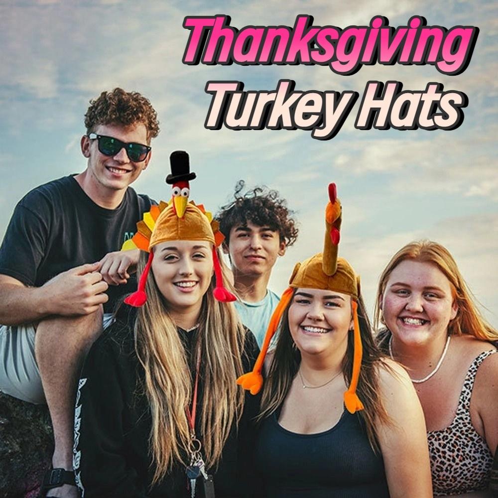 Creative Thanksgiving Turkey Hats Comfortable Roleplaying Photo Cap Plush Turkey Caps  Celebration