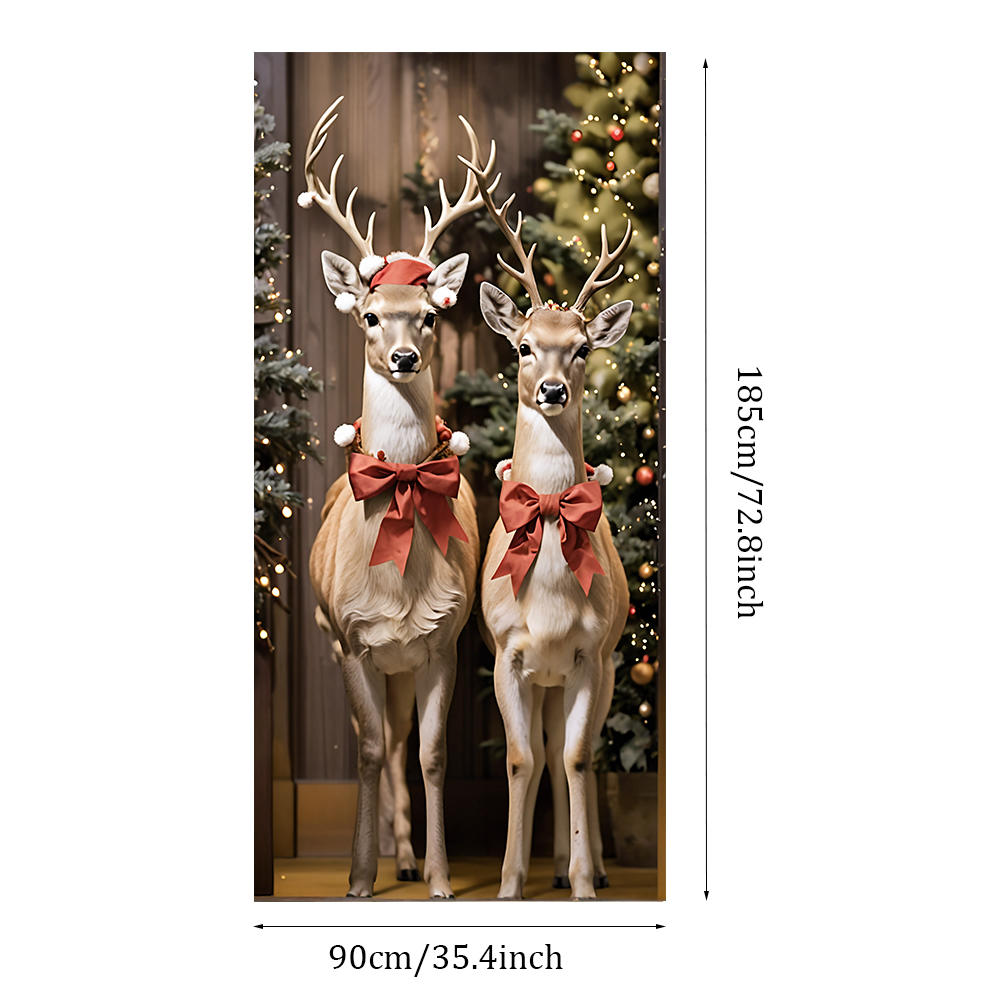 Christmas Tree Pattern Decoration 180x90cm 2025 Christmas Door Cover Banner Party Background Outdoor Porch Sign Can Customized