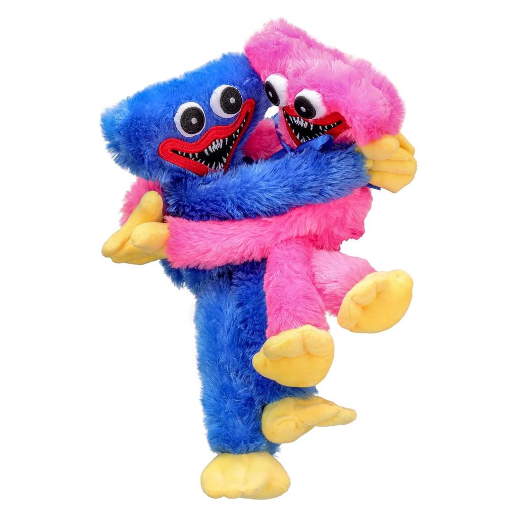 Plush Toy Huggy Woggy Christmas Soft Scary Funny Horror Doll Gift Manga Poppy Hug Game Halloween Decoration Playtime Christmas Gift 40cm (Blue & Pink)