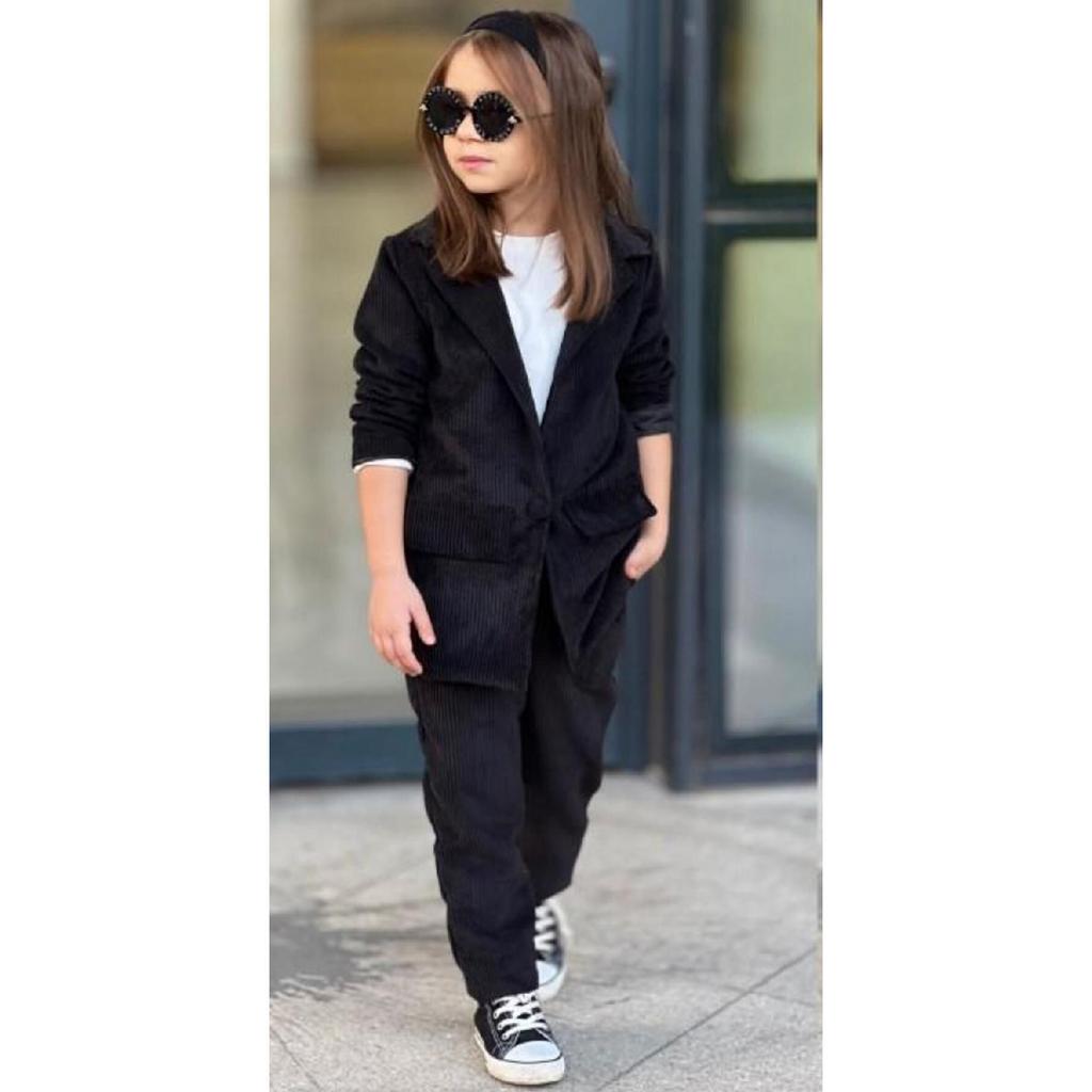 Girls' Velvet Cool Elegant 3 Piece Jacket Set 9068 Mink