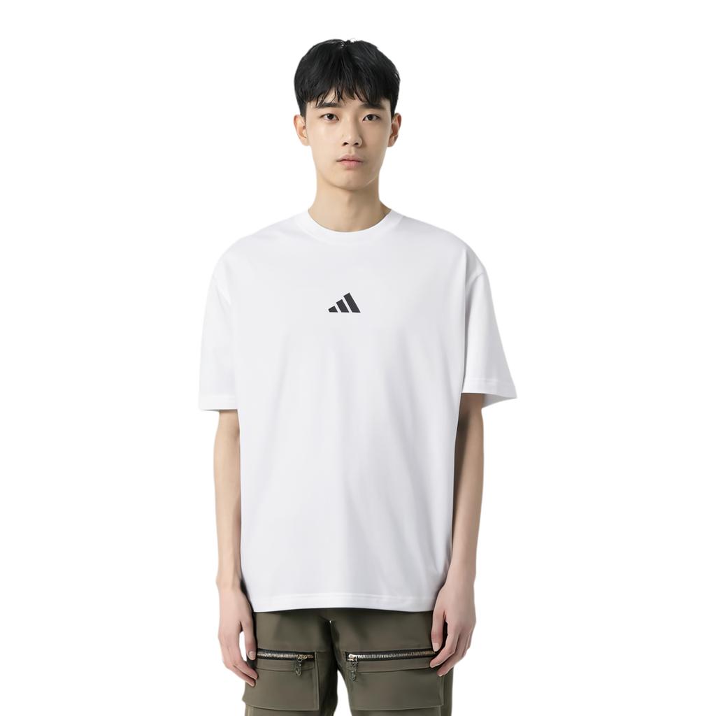 adidas Базовая повседневная спортивная футболка с боковой полосой, удобная, отводящая влагу, с коротким рукавом, мужская, белая, черная, JE6388