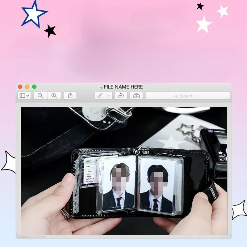 Mini American 2 Inch Photocard Ablum Collection Keychain Sliver Black Kpop ID Card Holder Cute Family Friend Card Organizer