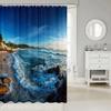 Мультяшный Кот Детские Занавески для Душа,Японская Занавеска для Ванной Укиё-э с Океанской Волной, Абстрактная Полосатая Домашняя Декорация, Морской Синий Ретр
