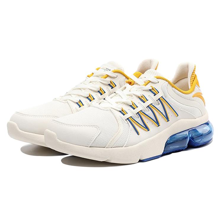 Anta Mesh Cushioning Slip Resistant Abrasion Resistant Breathable Low top Running Shoes Men's White Yellow Blue 11945531-6