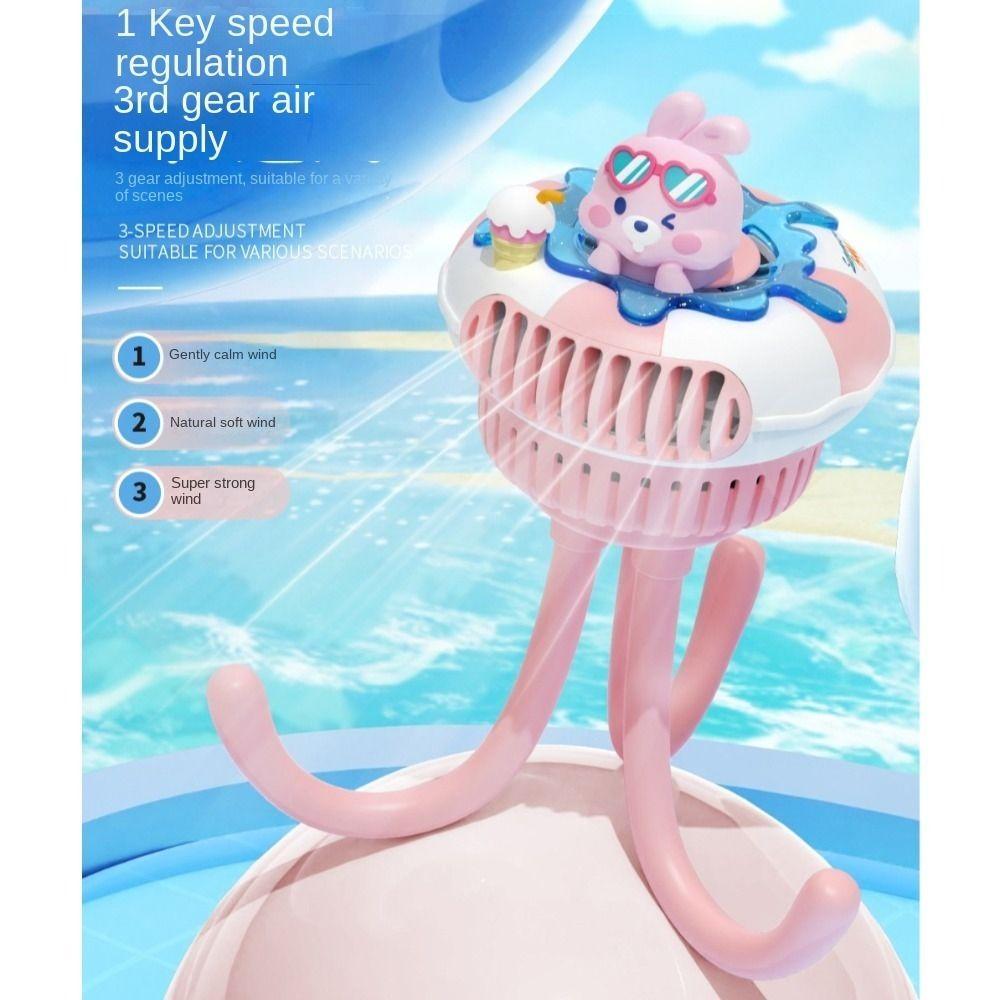 USB Rechargeable Portable Baby Stroller Fan Octopus Handheld Electric Fan  Kids Pram