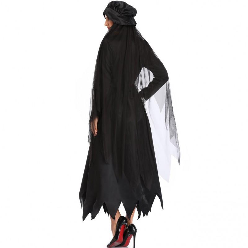 Halloween Ghost Bride Costume Adult Cosplay Dark Vampire Party Dress S-XXL