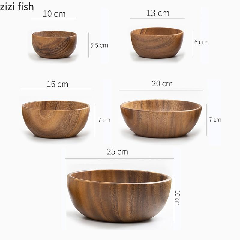 Simplicity Creative Acacia Wooden Bowl Restaurant Wooden Dessert Bowl Salad Bowl Pasta Bowl Snack Bowl Featured Tableware