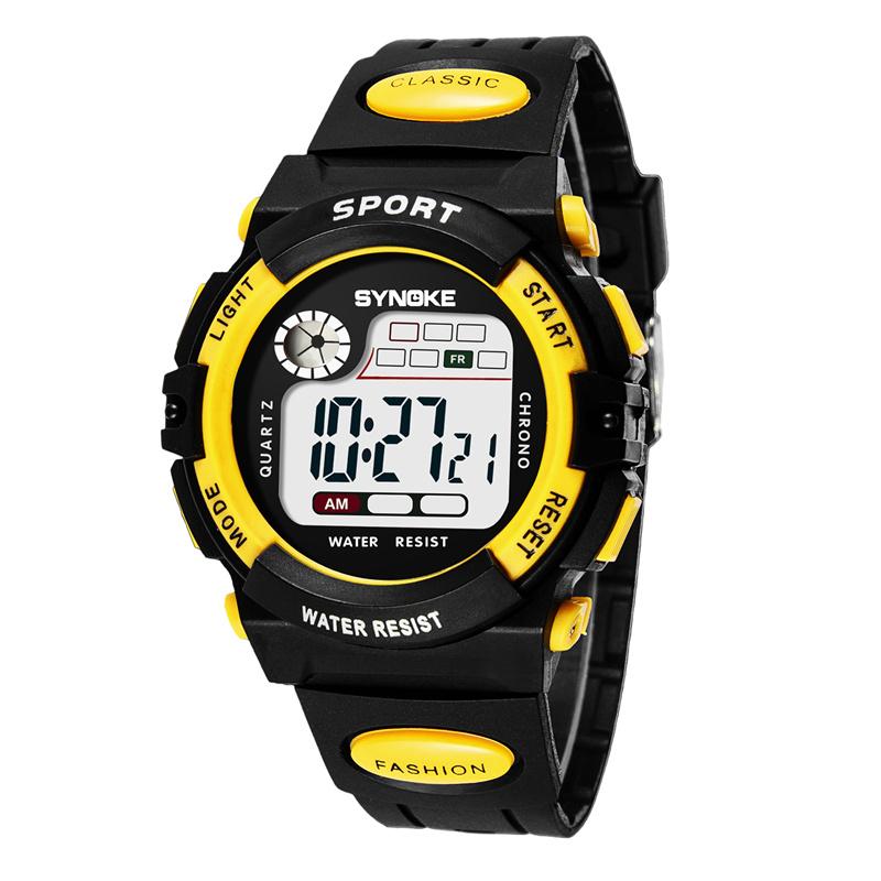 Synoke Kids Digital Sport's Watches Fashion PU Strap Led Waterproof Boy Girl Military Wristwatch Student Alarm Clock