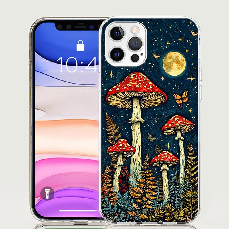 Красочный чехол для телефона с грибами для Apple iPhone 17 Air 16 15 Plus 14 + 13 Mini 12 11 Pro Max 7 8 SE 16Max Мягкий чехол Coque 1