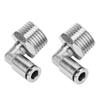 2Pcs All Copper Nickel Plated 6mm Pneumatic Quick Connector+90 Degrees BSPP Male Thread(12"")