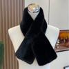 Women Winter Warm Thicken Cross Collar Scarf Solid Color Faux Rabbit Fur Cold Proof Scarves Fashion Soft Furry Neck Warmer