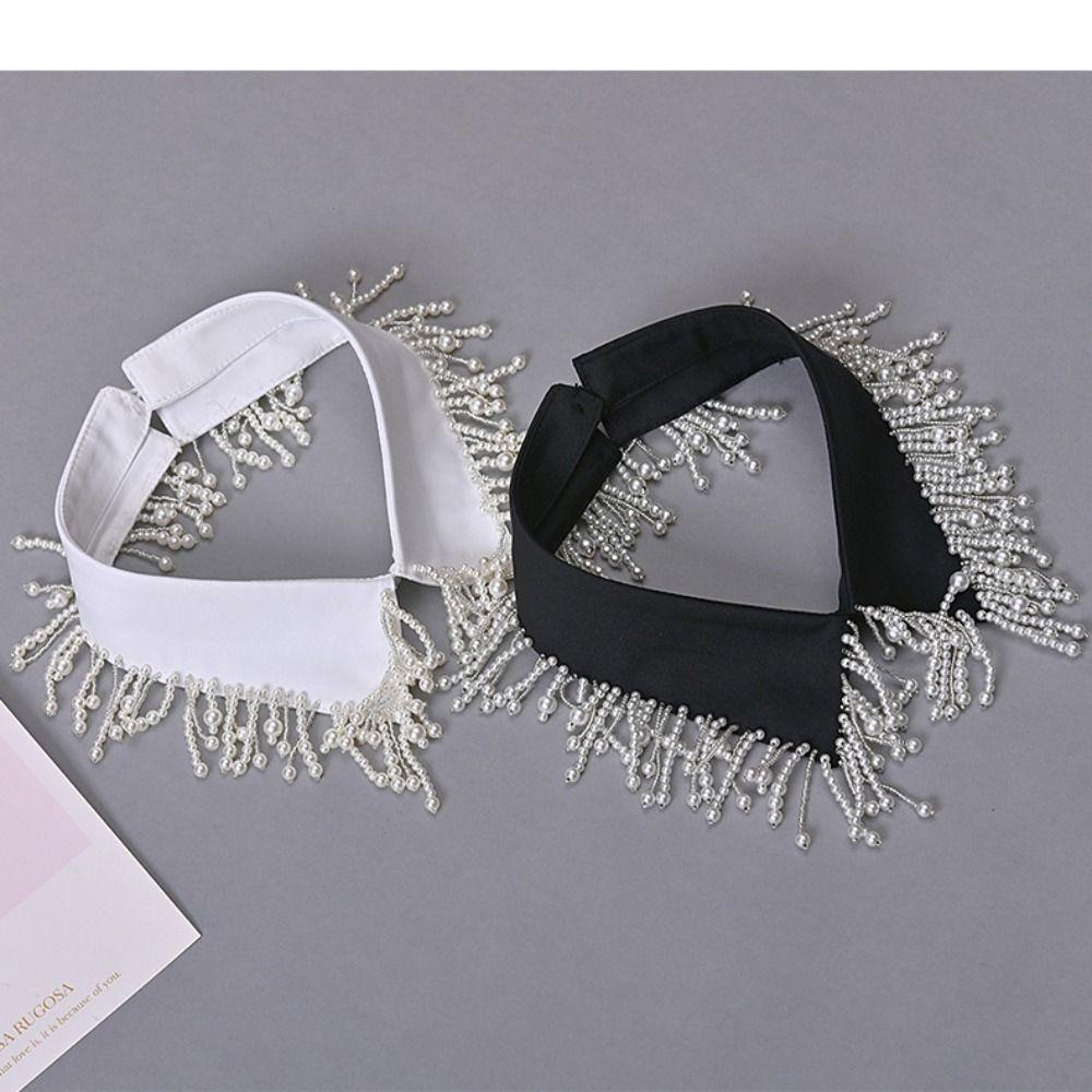 Shirt Detachable Collar Neckline White Black False Collar Fashion Pearl Fake Collar Women