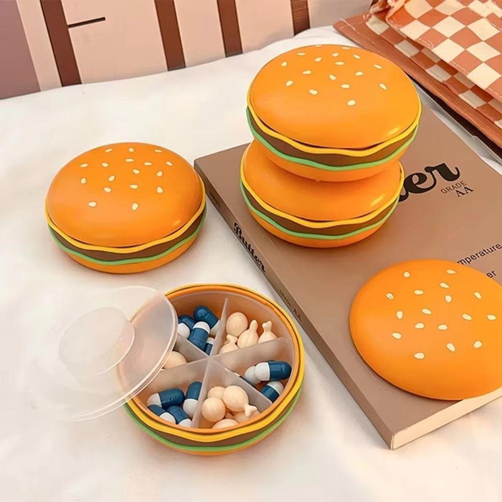 2/3/6 Grid Hamburger Pill Box Sealed Mini Hamburger Storage Case  Elderly