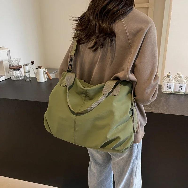 Сумки на плечо из нейлона однотонного цвета с застежкой-молнией, высококачественные сумки с внутренним карманом для женщин, швейная линия, сумки через плечо