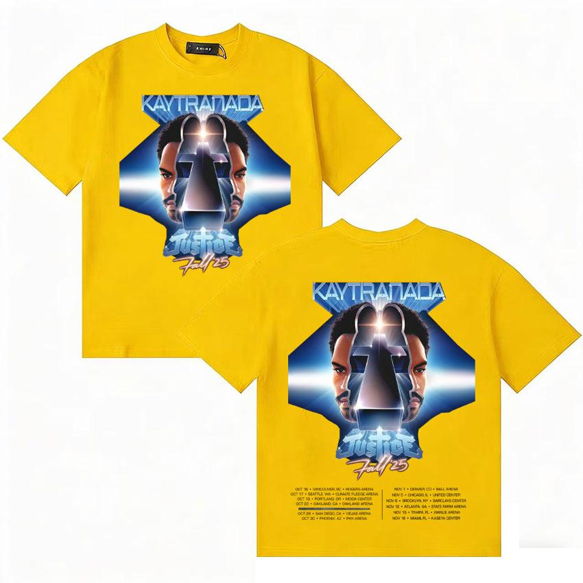 Summer New Album T Shirt Kaytranada Justice Tour 2025 Unisexs Women Y2K Short Sleeve Tshirt High Quality Cotton Clothing Teenagers