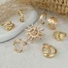 Ingemark 8Pcs/Set Boho Flower Scallop Open Rings for Women Summer Vintage Starfish Adjustable Knuckle Joint Rings Couple Jewelry