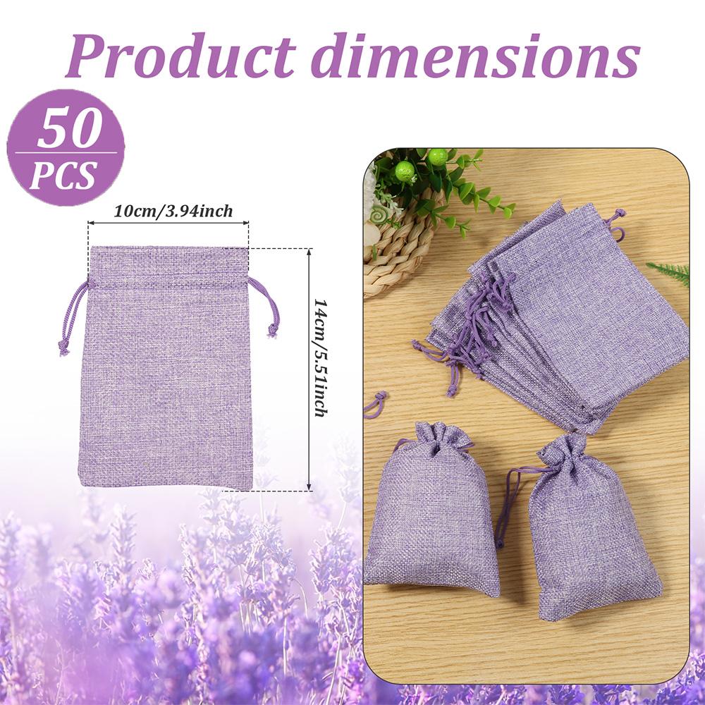 25/50Pcs Lavender Sachet Bag Purple Reusable Empty Sachets Bag with Drawstring Spice Dry Flower Storage Bag for Drawers Closets