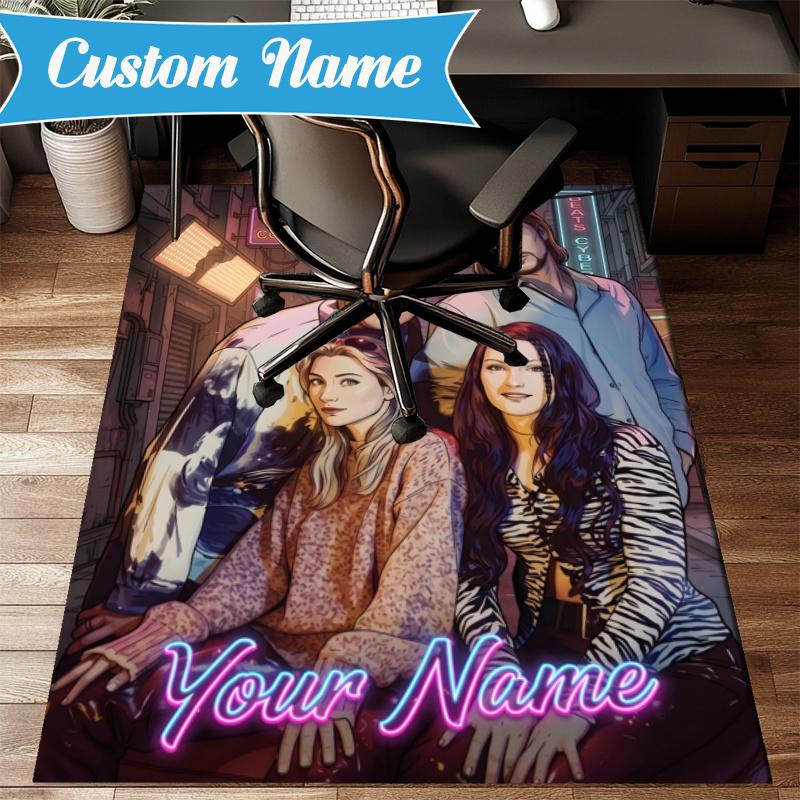Custom Name Ace Base Music Carpet Non-Slip Area Rug, Durable Polyester, Ideal for Living Room, Bedroom, Entryway, Decorative Gift