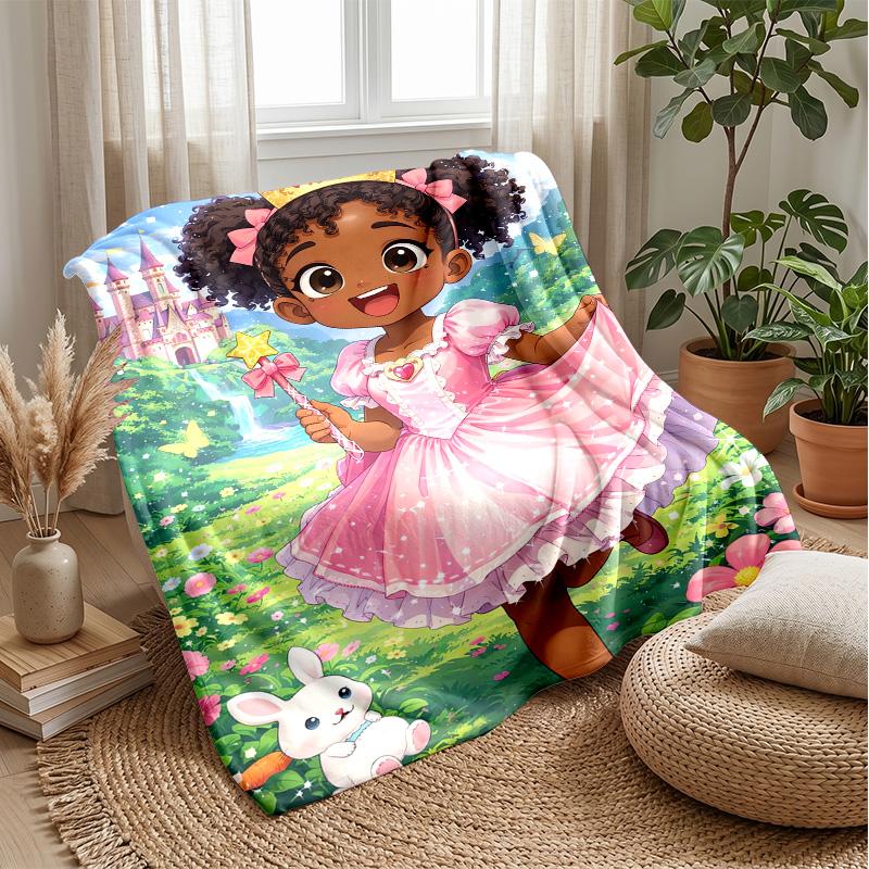 Crowned Fairy with Pink Wings blanket Personalized Name Flannel Blanket Soft Cozy Plush Throw for Sofa Bed Lightweight Home Decor