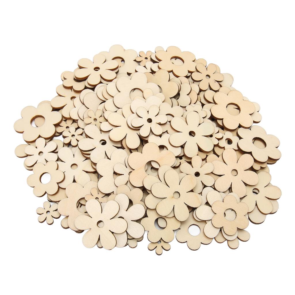 300pcs Plum Unfinished Wooden Cutouts Handcraft Grinding Flowers Chip for DIY Decorative Pendant