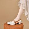 Round Head Hollow Bag Head Sandals Soft Leather Thick Heel Women's Shoes Versatile Low Heel Hollow Sandals Summer Wear Fashion Sandals Women