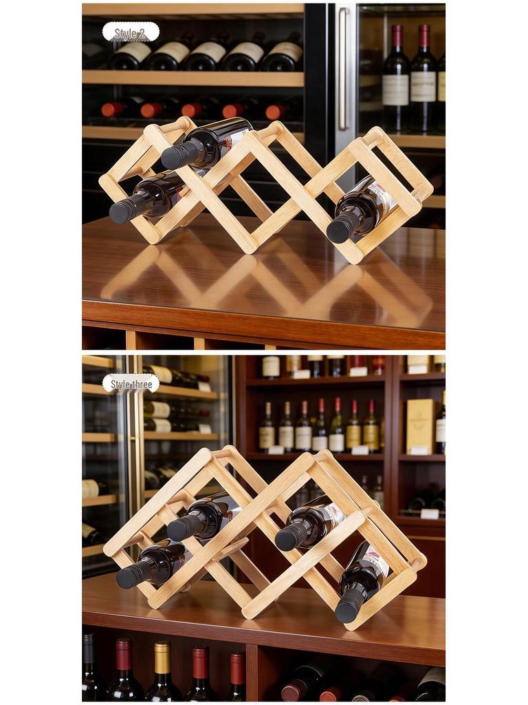 Beech Wood Anti-Shake Red Wine Rack Ornament for Bottle Storage