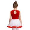 Girls Christmas Dance Dress Sleeveless Keyhole Back Patchwork Bow Sequin Design Leotard Party Costume Santa Theme