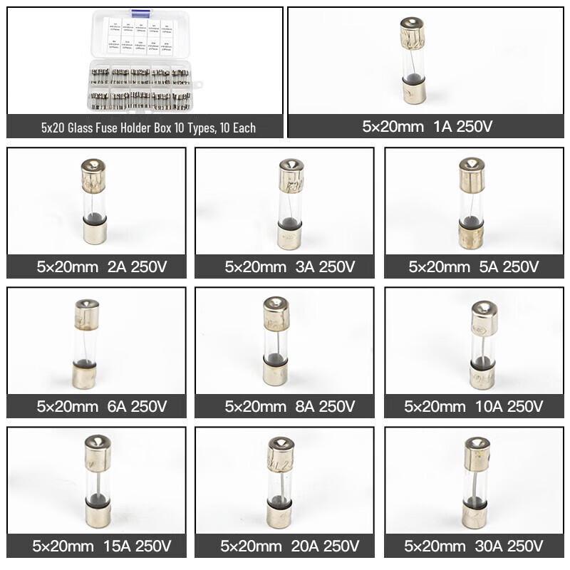 HUIJUN 5x20mm Glass Fuses