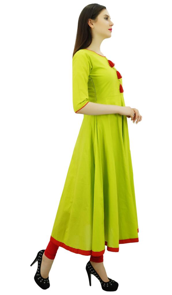 Bimba Женское дизайнерское этническое платье-курти Anarkali Kurta с кисточками