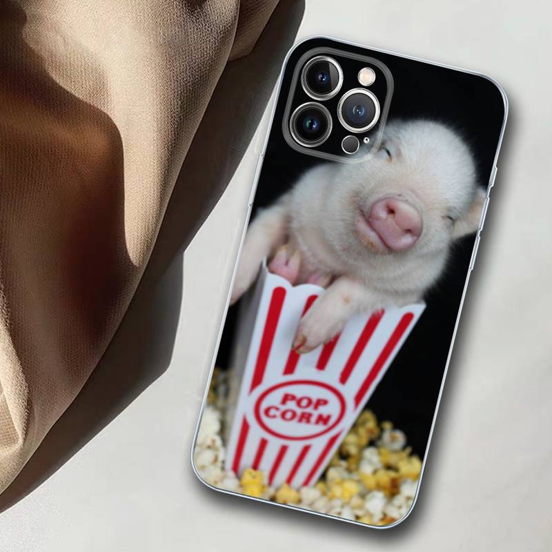 Cute Little Pet Pig Phone Case Silicone Soft for Iphone 14 13 12 11 Pro Mini XS MAX 8 7 6 Plus X XS XR Cover