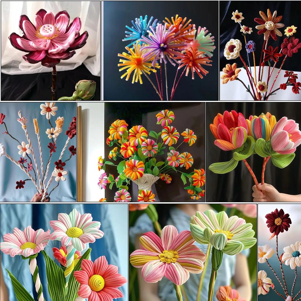 Plush Stick 100pcs Twisting Bar Chenille Stems Wire Pipe Kids Toys DIY Strips Creative Hobby Material Stem Iron Felt Wires