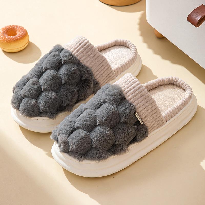 Новые осенние и зимние тапочки из хлопка на толстой подошве, женские домашние нескользящие утолщенные парные плюшевые тапочки из хлопка