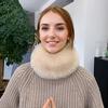 Зимний шарф из искусственного лисьего меха для женщин, пушистый, утолщенный, теплый, кольцо на шею, искусственный воротник, мягкий, однотонный, грелка для шеи, женский шейный платок