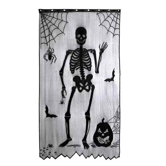 Halloween Tablecloth Decoration Black Lace Table Runner Round Spider Cobweb Table Cover Fireplace Mantel Scarf Lampshade Bat Wall Stickers for