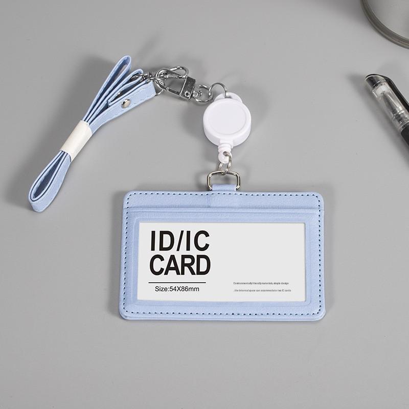 Выдвижной кожаный держатель для рабочих ID-бейджей на шнурке с прозрачным односторонним слотом для карты